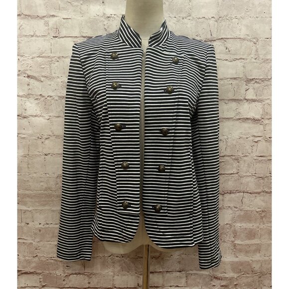 Tommy Hilfiger Womens Size S Military Open Jacket  Navy White Stripe Cotton NEW - Picture 1 of 5